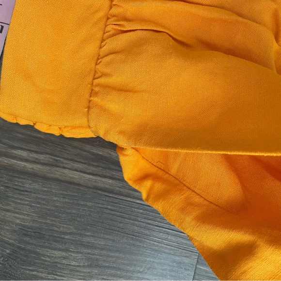 Ann Taylor Orange Linen A-Line Linen Blend Knee Length Skirt with Pockets - Picture 5 of 15